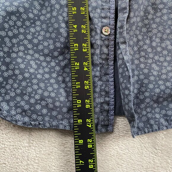 Denim and Flower Mens Shirt Medium Slim Fit Long Sleeve Floral Print Button-Up - Picture 2 of 7